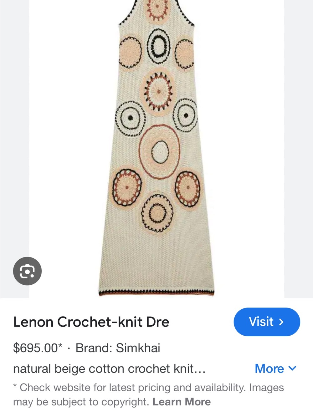 Jonathan Simkhai Cream Crochet Maxi Dress - Picture 6 of 6
